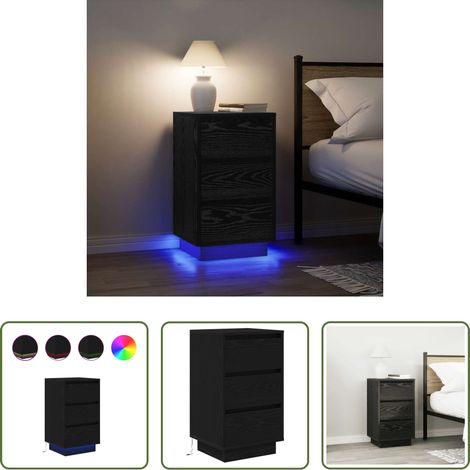 LED-Beleuchtung - Nachttisch mit LED-Leuchten Schwarz 38x34x65 cm (1/5)