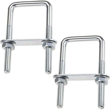UlisemU-Boulons Carré Boulons En U, 70 x 110 mm U-Bolts En Acier Inox, U-Boulon M8 Avec éCrou Plaque De Cadre Et Rondelle, M8 Boulon En U Pour Fixation De Planches Et De Tuyaux (70 x 110 mm)