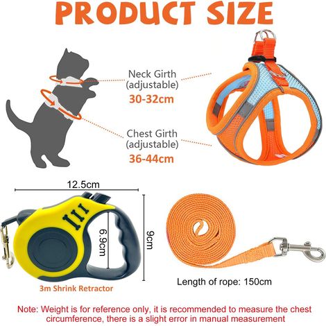 Harnais et Laisse pour Chat Réglable avec Sangle Rétractable - Kit de Promenade Confortable et Respirant (1/5)