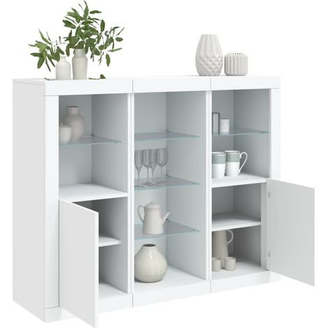 Sideboards with LED Lights 3 pcs White Engineered Wood vidaXL (1/5)