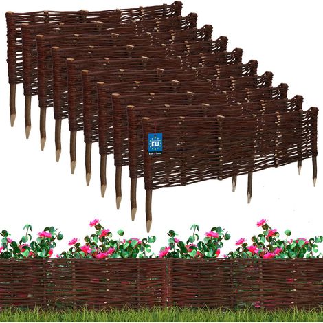 KOTARBAU® Lot de 10 Clôture Bois  - Bordure Jardin Extérieur - 100 x 30 cm - Bordure de Jardin en Osier à Planter - Marron - Cloture en Osier - Décoration Extérieure (1/5)