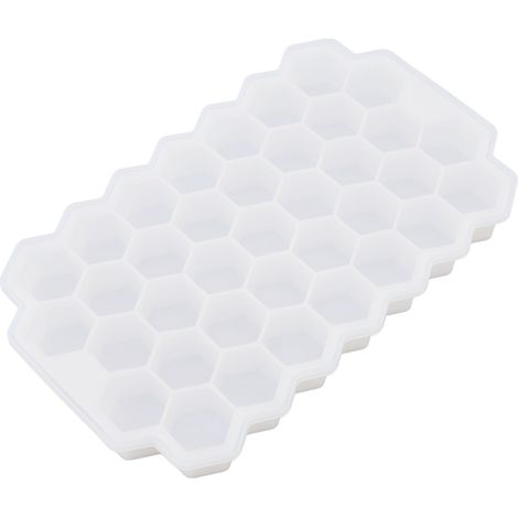 Moule à glaçons en silicone pur 37 cavités avec couvercle - Bac à glaçons en silicone pour glaçons, aliments pour bébé, boîte à glaçons blanc avec couvercle (1/5)