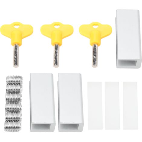 Verrou de sécurité enfant anti-effraction 3 pièces, loquet de fenêtre coulissante sans perçage, butée de châssis en aluminium alliage double orifice 16mm, protection anti-pincement et antivol pour fen (1/5)