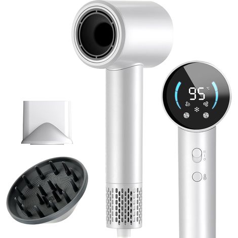 Séchoir Cheveux Pro Ionique - 120 000 RPM Haute Vitesse, 300 Millions d'Ions Négatifs, Faible Bruit avec Diffuseur et Embout - Séchage 5x Plus Rapide pour Tous Types de Cheveux (Femmes/Hommes/Voyage) (1/5)