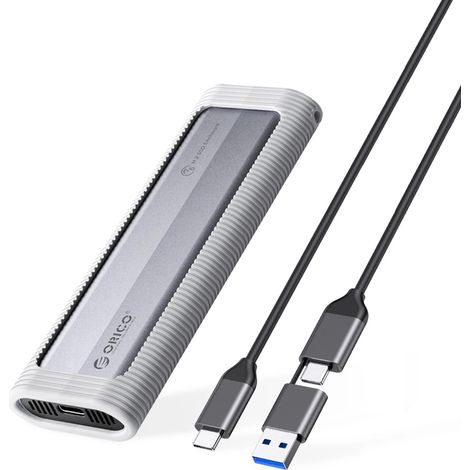 Boîtier pour disque dur AXM2F-V1 M.2 NGFF USB-C 5 Gb/s - gris