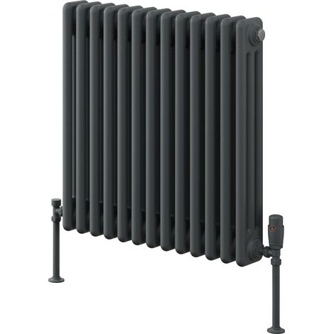 Reina Colona 2 Column Horizontal Radiator 500mm H x 605mm W - Anthracite