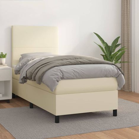 Boxspringbett mit Matratze Creme 100x200 cm Kunstleder (1/5)