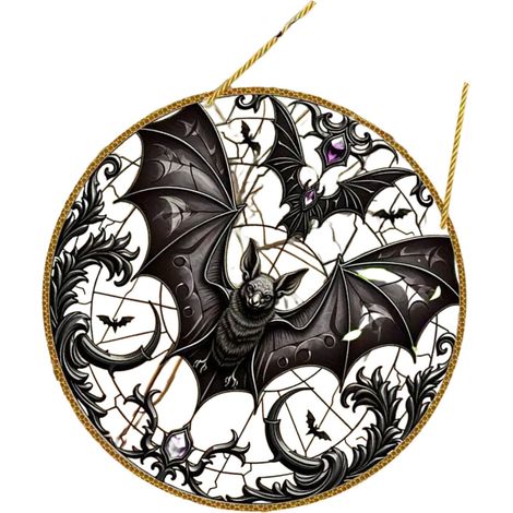 Acchiappasole in vetro colorato - Pipistrello e teschio A
