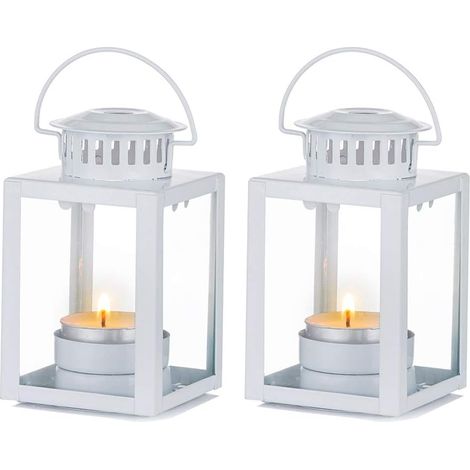 Lanternes Décoratives, 2 Pièces Bougies Lanternes Bougeoirs à Thé à L'intérieur, Suspendus Lanternes de Jardin Lanterne Porte-Bougie pour Fête d'anniversaire Centre de Table de Mariage Spa
