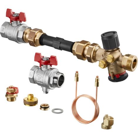 Ensemble de raccordement pour compteur de chaleur OV avec Cocon QDP, forme traversante DN 20