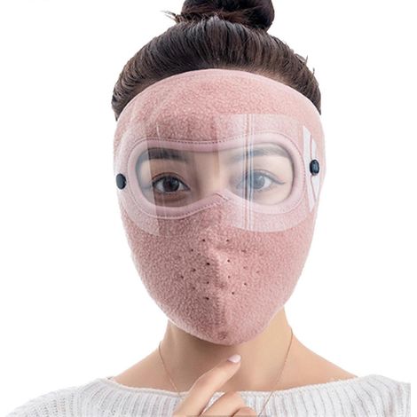 Masque intégral de cyclisme en polaire d'hiver, masque chaud en polaire avec film protecteur transparent pour les yeux, couverture intégrale ajustable, masque coupe-vent pour le ski et le cyclisme (1/4)
