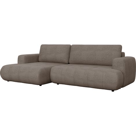 MIREL - Canapé d'angle convertible en tissu marron - Angle gauche (1/5)