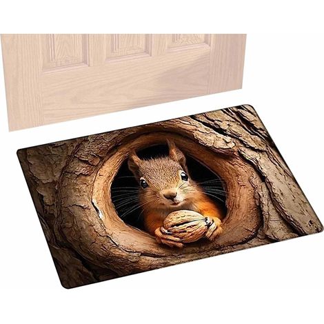 Tapis d'Illusion 3D Doux Anti-Dérapant Motif Écureuil et Chien Décoration Tapis d'Illusion d'Optique 3D pour Anniversaire Halloween Nouvel An Soirée Entrée (1/5)