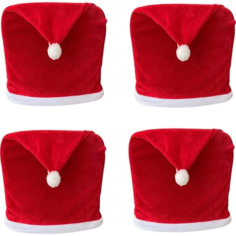 Stuhlbezug für Weihnachten, Weihnachtsmannmütze, Esstisch, Weihnachten, Party, Neujahr, Dekoration für Bankett, Abendessen, Sitzbezug (1/5)