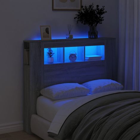 vidaXL Testiera LED Grigio Sonoma 120x18,5x103,5 cm Legno Multistrato