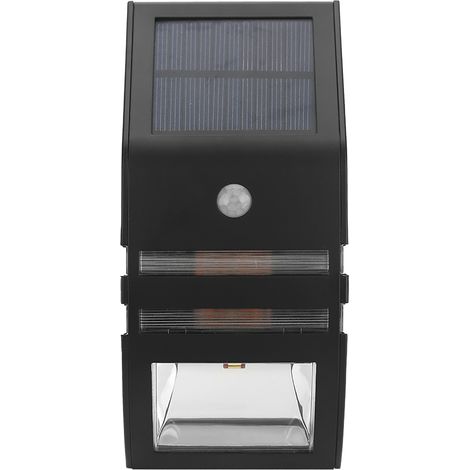 Solarbetriebene PIR-Bewegungsmelder-Wegeleuchte mit 2 LEDs, schwarz und warmweiß (1/5)