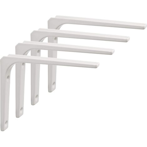 4 Équerres Murales Blanc 150x125mm, Support Étagère Charge Lourde, Fixation Flottante pour Salon et Cuisine (1/5)
