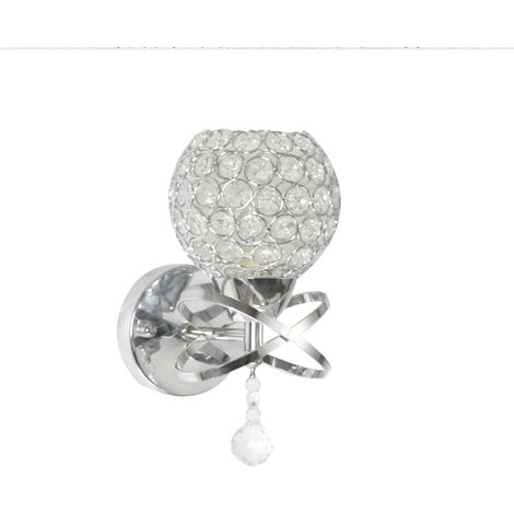 Applique murale en cristal, Applique murale décorative au style moderne  Lampe de chevet  Culot E27 –Ampoule non incluse  argent