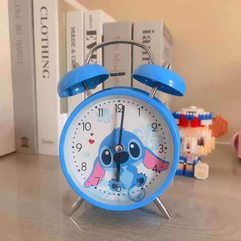 Réveil de chevet double cloche dessin animé Stitch, sonnerie de lit pour table de nuit (1/3)