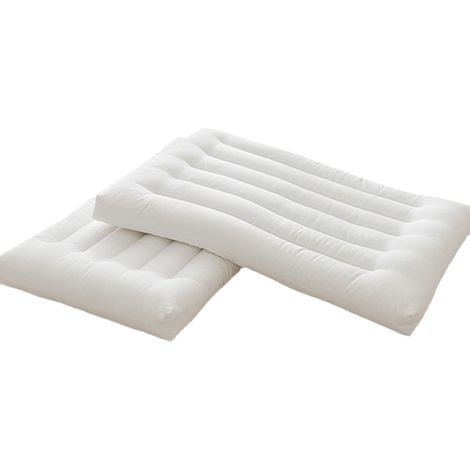 Oreiller Ergonomique - Faible Hauteur - Forme Contour Cervical - En Fibre Creuse - Pour Enfants et Adultes - Blanc - 48 x 74 x 2 cm - 1 Pièce (1/5)