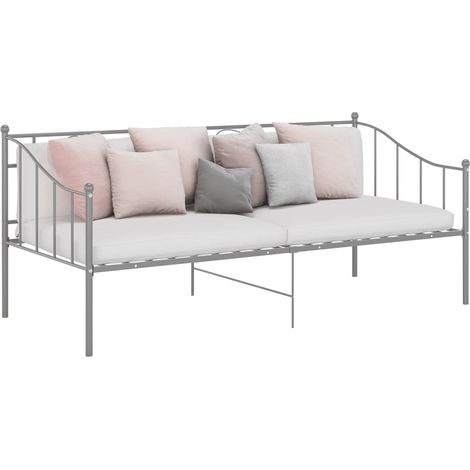 Schlafsofa Bettgestell Grau Metall 90x200 cm
