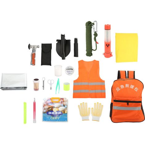Kit de Survie d'Urgence Multifonction Robustes Métal Portable Sac à Dos Camping Trousse de Premiers Soins pour Extérieur 1 Personne (1/5)