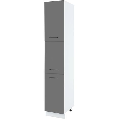 Colonne de cuisine Lovia Gris Mat 3 portes L 40 cm - Porte avec poignée apparente Grey