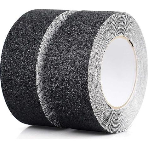 2pcs Bande Antidérapante Extérieur, 5cm10m, Ruban Antidérapant Adhésif pour Escalier, Bande Sécurité Antidérapant, Ruban de Traction Antidérapant, pour la Sécurité au Travail et la Vie, Noir (1/2)