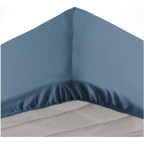 Douceur D.I. – Tôle ajustée 160x200 cm 100% coton 57 fils/cm2 – bonnet de 30 cm – Couleur bleu nuit – Oeko-Tex® Standard 100 (1/5)