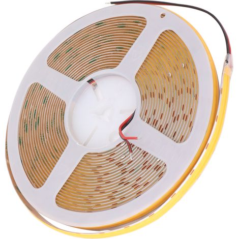 Bande LED COB haute luminosité adhésive flexible double rangée, idéale pour décorer meubles et voitures (10 m, 24 V, lumière chaude 3000 K).