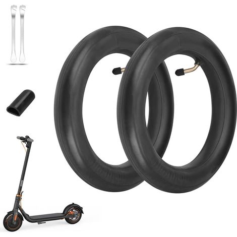 Chambre à Air 10 Pouces pour Trottinette Electrique, 10 X 2.5 Tubes à Double Epaisseur Roues de Rechange pour Trottinette Electrique, avec 2 Bâtons de Pneu + Housse de Support (1/5)