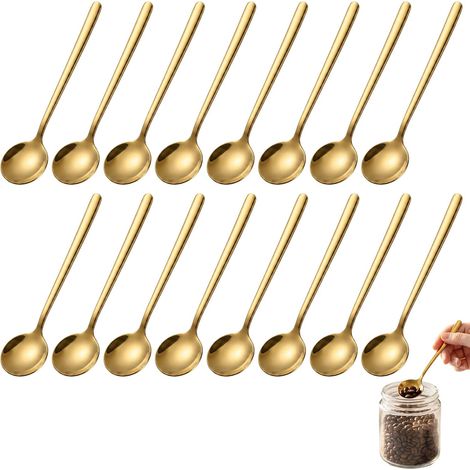 Set mit 16 vergoldeten kleinen Kaffeelöffeln aus Edelstahl (1/5)