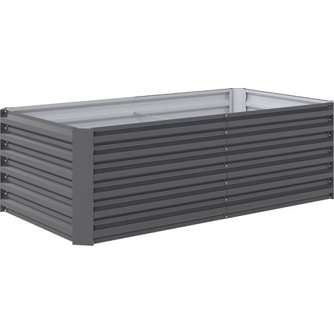 Carré potager métal sans fond 180 x 90 x 57,5 cm, gris foncé, usage quotidien (1/5)