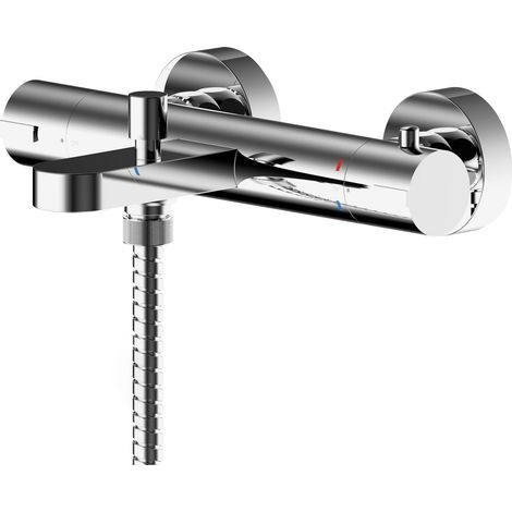 Nuie Arvan Wall Mounted Thermostatic Bath Shower Mixer Tap - Chrome (1/2)