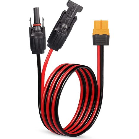 Solar Panel Connector to xt60 adapter Cable 60cm, 12awg xt60 Female Solar Panel Power Cable to Solar charge Connector for Portable Power Station & SOLAR GENERATOR(cable solaire to XT60 3mm ² 60CM) (1/5)