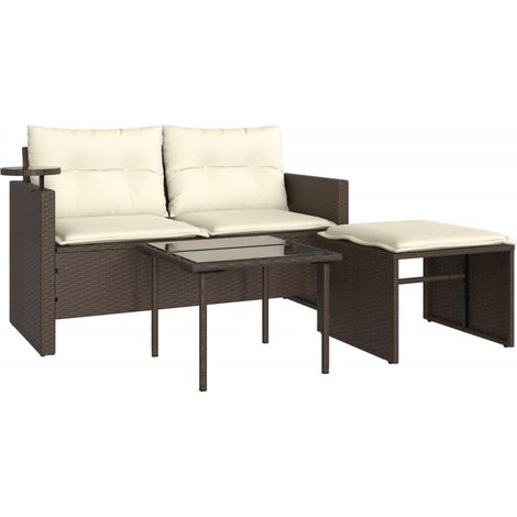 Maison Exclusive - 3-tlg. Garten-Sofagarnitur mit Kissen Braun Po