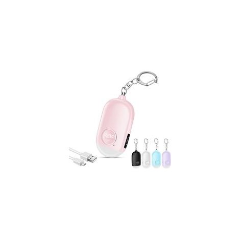(Rose)130DB Alarme Personnelle Anti Agression avec Porte clé, Rechargeable de Poche avec LED Lampe de Poche Torche, pour Femme Enfants Personnes Aînée (1/5)
