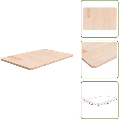 The Living Store Comptoir de salle de bain 60x40x1,5 cm Bois massif non traité - Bois de chêne (1/5)