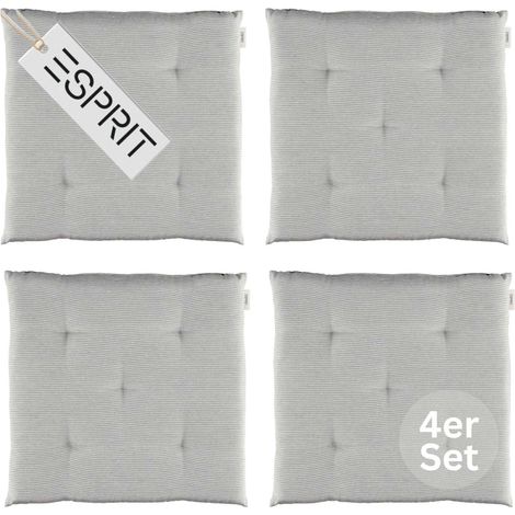 ESPRIT Sitzkissen NEEDLESTRIPE - 4er Set 40x40 cm, Grau