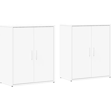 2 Stk. Sideboard/Anrichte/Buffet Weiß 60x31x70 cm Holzwerkstoff LXWW961705 (1/5)