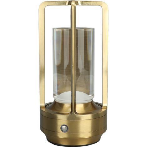Lampe de Table sans Fil Dimmable 3 Couleurs LED Rechargeable Lampe Tactile pour Cabeceira Camping - Crystal en Aluminium (GOLD) (1/5)