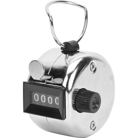 Compteur manuel BERM à 4 chiffres en alliage d'aluminium argenté avec crochet (réinitialisation par bouton en plastique) (1/5)