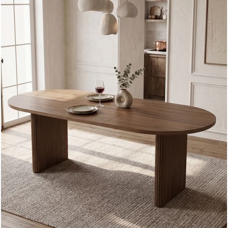 Tavolo da pranzo allungabile 140/200 x 90 cm, per 6-8 persone, MDF, noce (1/5)