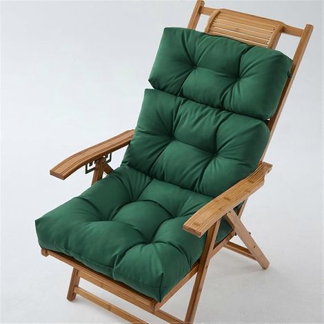Coussin de chaise jardin pliable 3 parties imperméable 112x55 cm tissu Oxford UV, attaches antidérapantes garnissage coton PP extérieur tous temps (1/5)