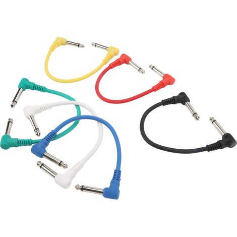 Lot de 6 câbles d'effets pour guitare, coudés, universels, pour pédales d'effet (6,35 mm). (1/5)