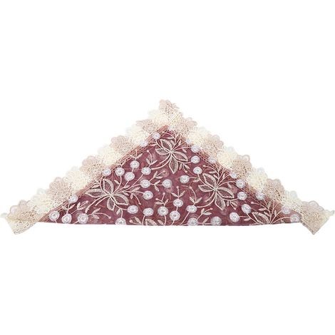 Runde Tischdecke im europäischen Stil aus Polyester mit Spitzenrand für Heim- und Hochzeitsdekoration (Rot, 60 x 60 cm) (1/5)