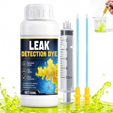 Fluorescéine, Colorant Fuite Piscine, Detecteur Fuite Piscine, Colorant Piscine pour Recherche de Fuite sur Piscine, Recherche de Fuite Universelle, Piscines, Spas, Plomberie, Toiture, 100ml (1/5)