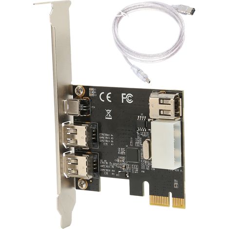 Carte PCIe Firewire 1394A 4 Ports, 2.5 Gbps, pour PC et Serveurs Windows (1/5)