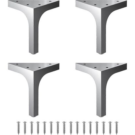 Pieds de meubles en nickel satiné de qualité laboratoire, supportant une charge de 725 kg (1600 lb), en 4 pièces, carrés, en acier inoxydable massif, adaptés aux coiffeuses, bureaux, etc. (1/5)
