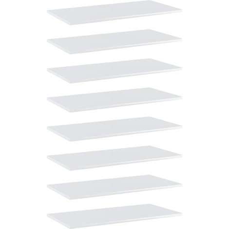 vidaXL Panneaux bibliothèque 8pcs Blanc brillant 80x40x1,5cm Aggloméré